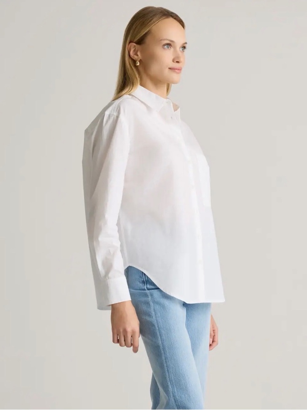 Quince 100% Organic Cotton Poplin Long Sleeve Boyfriend Shirt Size L - Picture 5 of 10